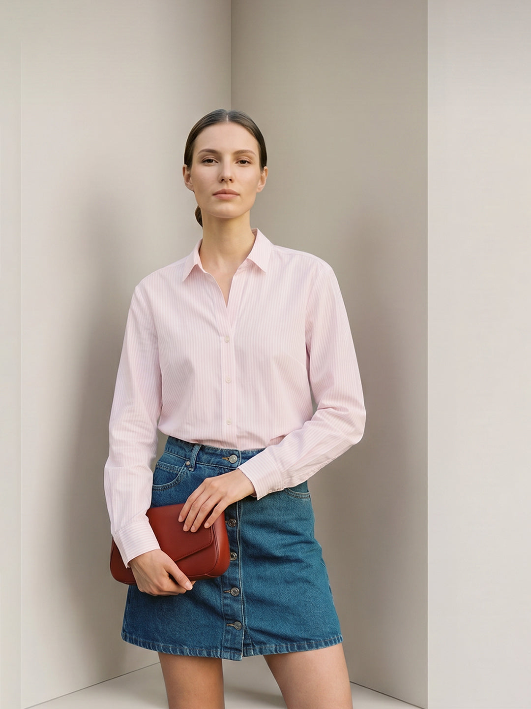 Light Pink Striped Cotton Shirt