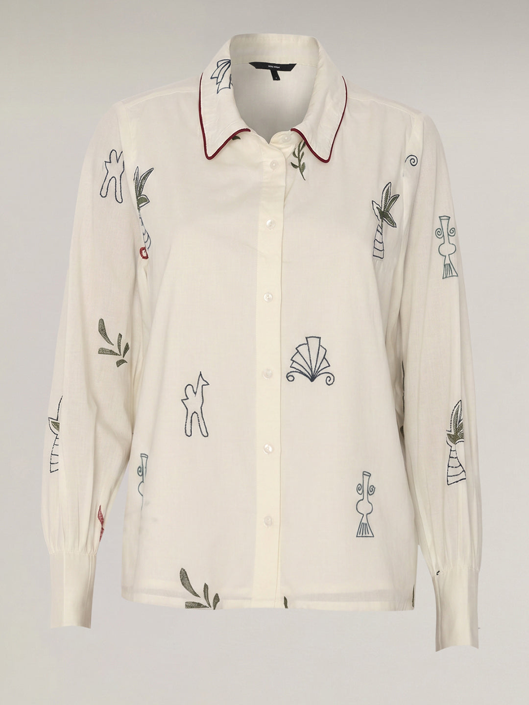 Beige Printed Cotton Shirt