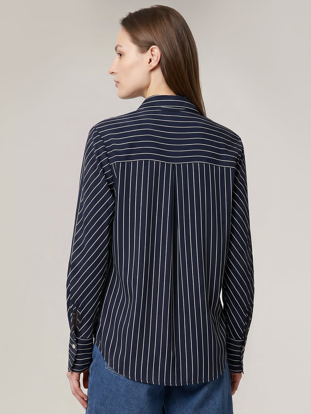 Dark Blue Striped Shirt