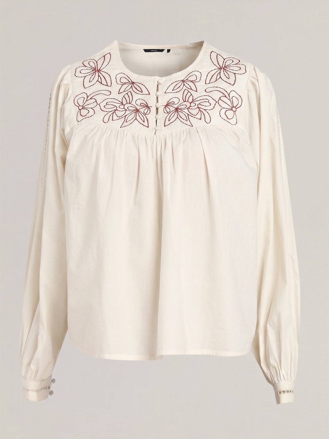 Ecru Embroidered Top