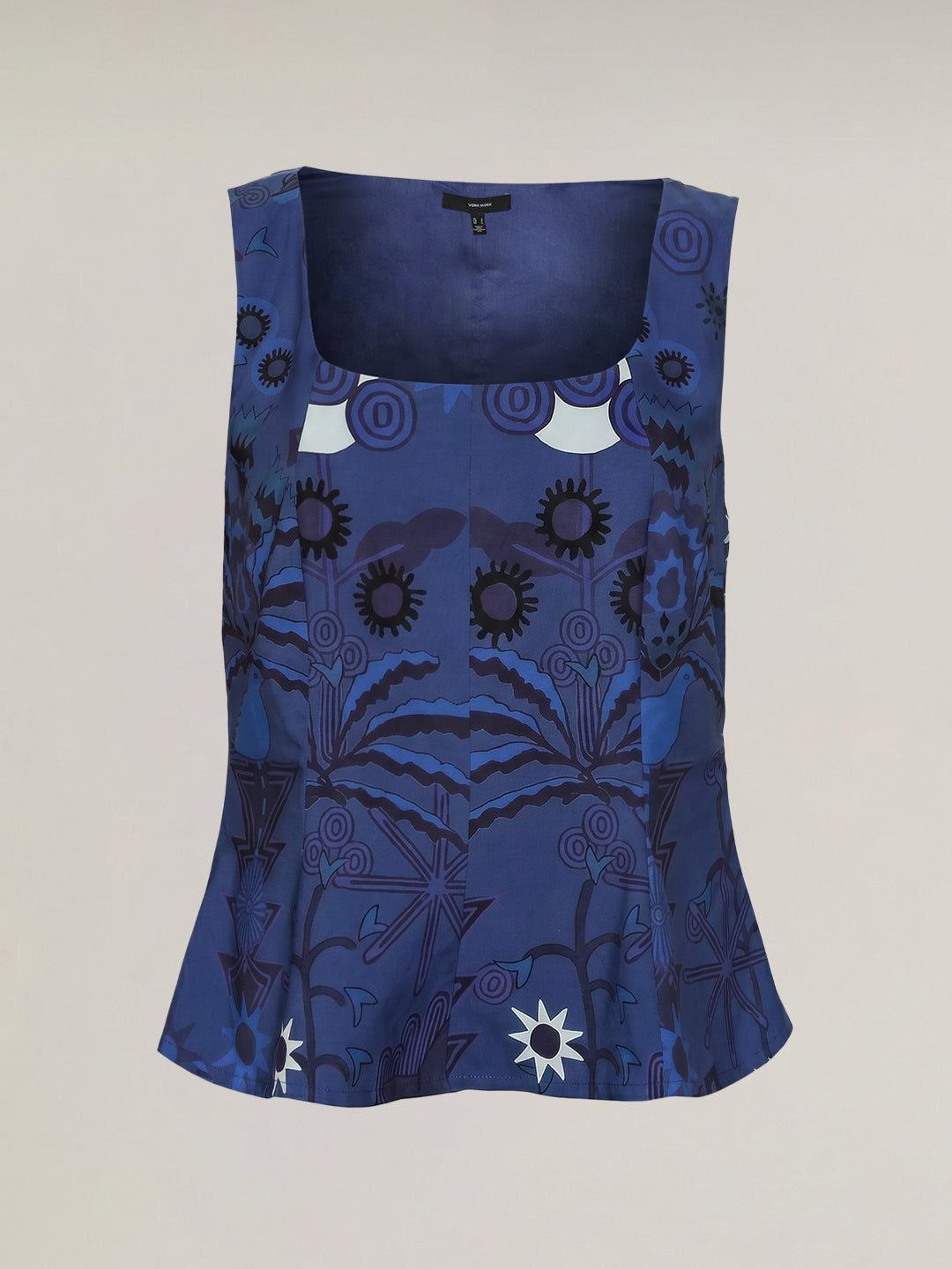 Dark Blue Printed Cotton Top