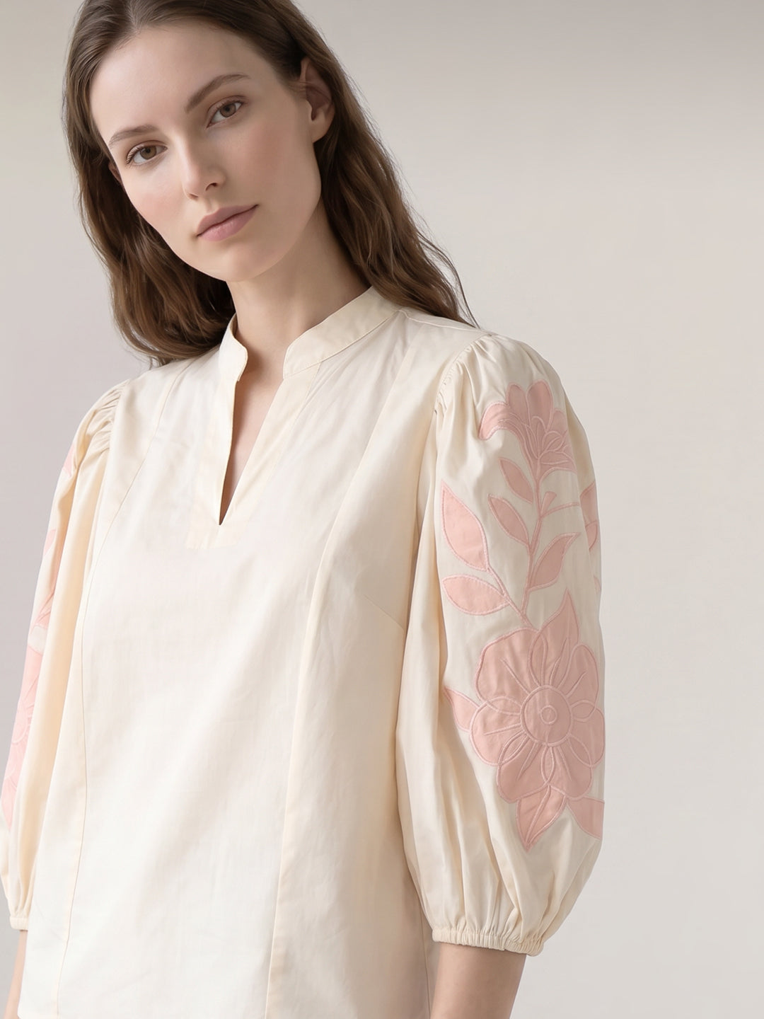 Ecru Embroidered Top