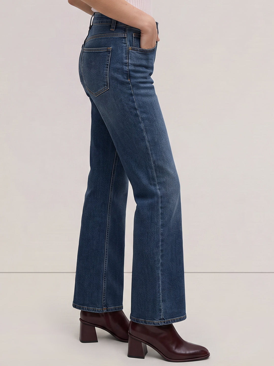 Blue Mid Rise Bootcut Jeans