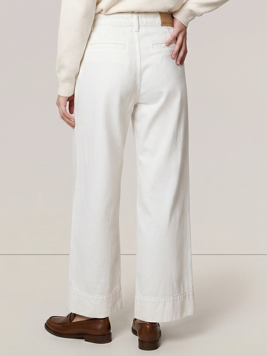 White High Rise Wide Leg Jeans