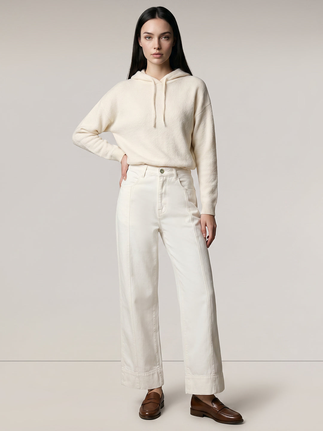 White High Rise Wide Leg Jeans