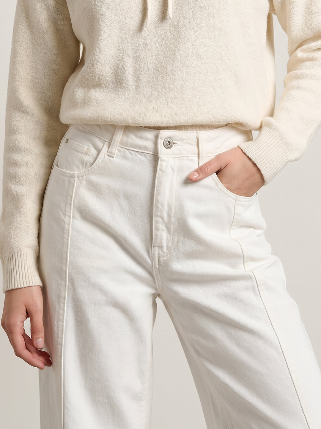 White High Rise Wide Leg Jeans