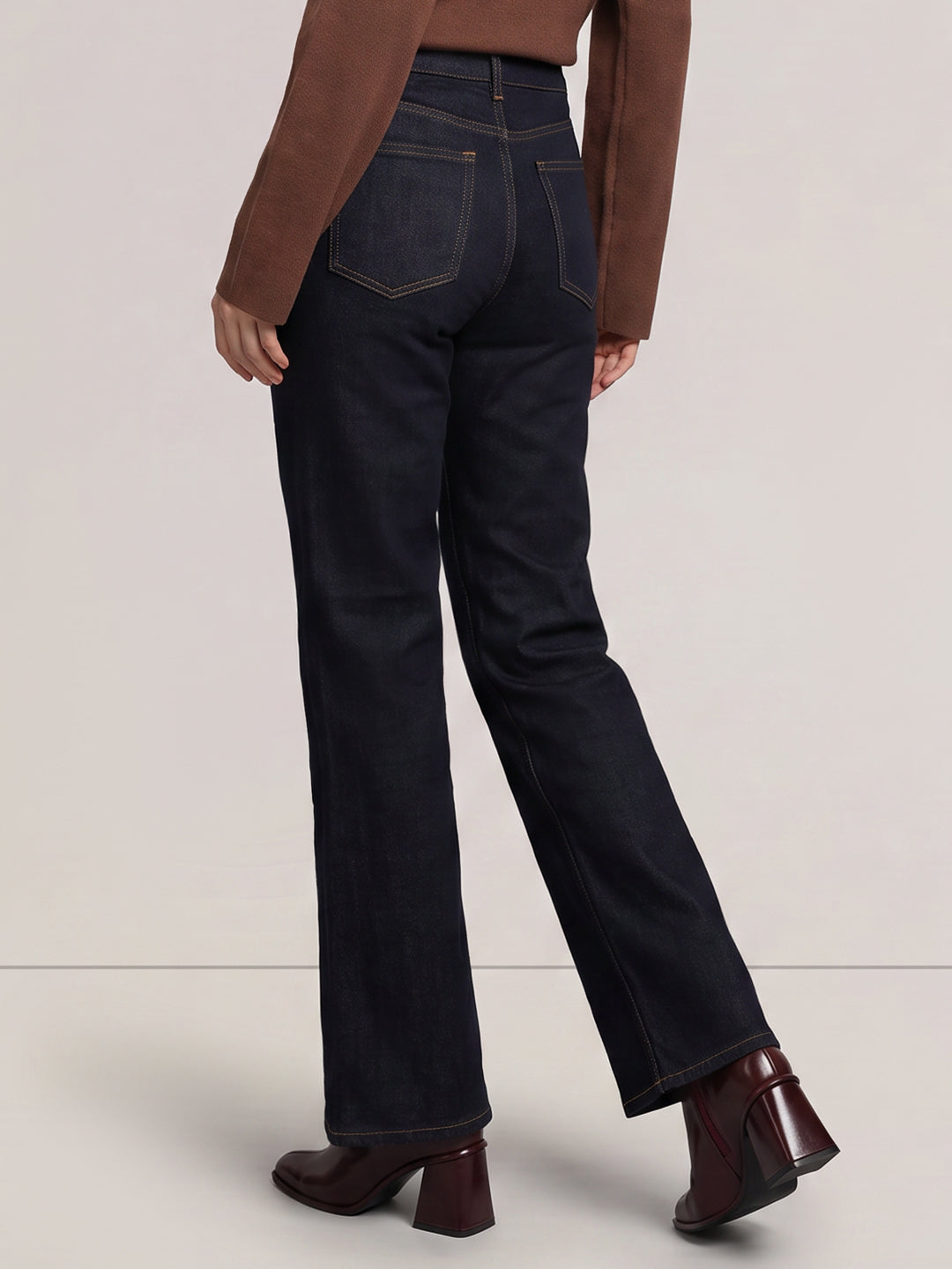 Dark Blue High Rise Wide Leg Jeans