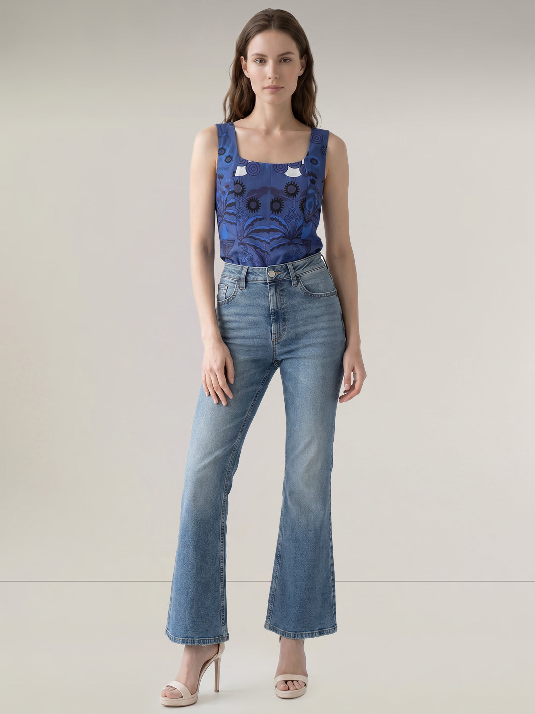 Blue Mid Rise Bootcut Jeans