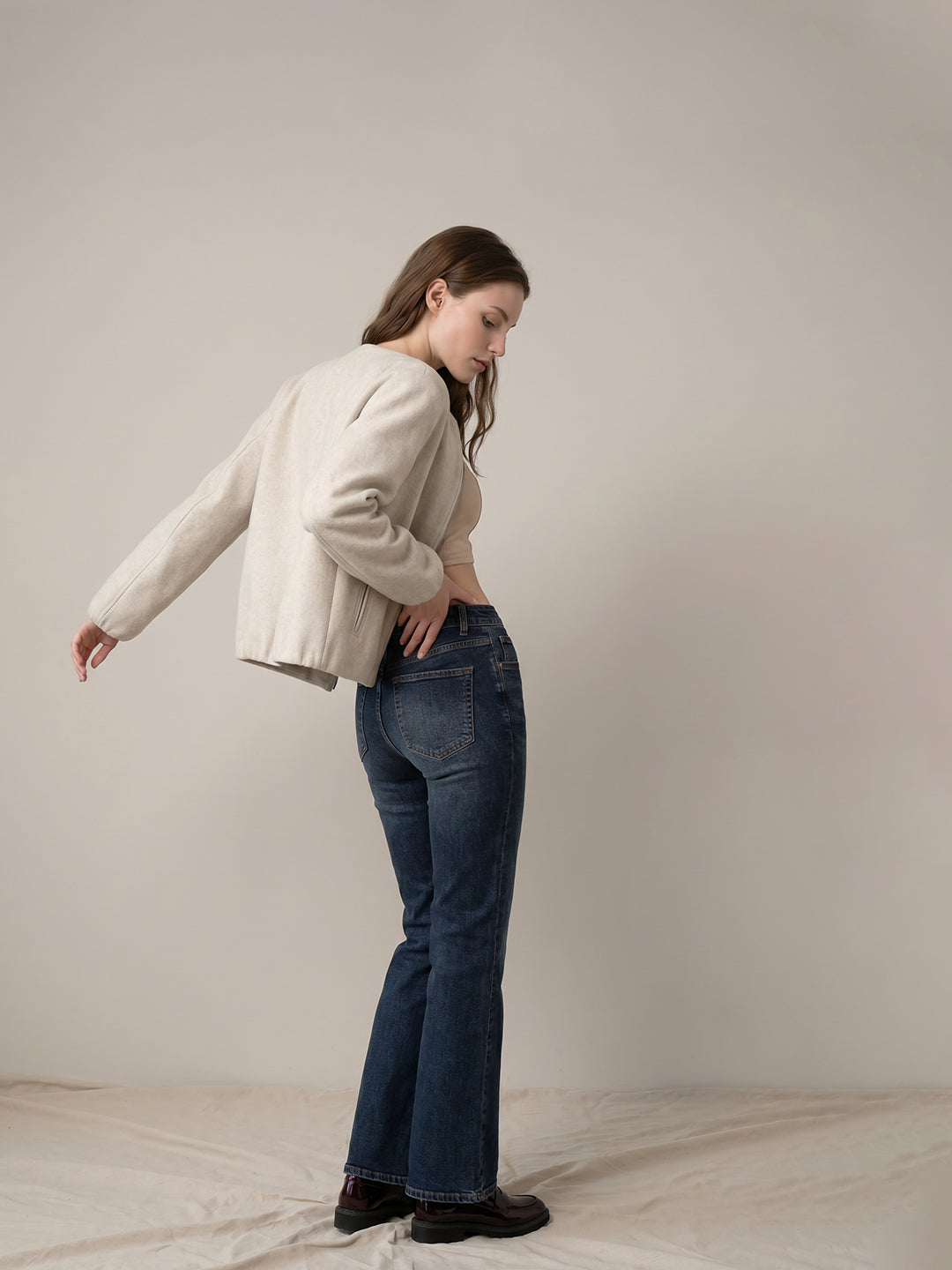 Dark Blue Mid Rise Bootcut Jeans
