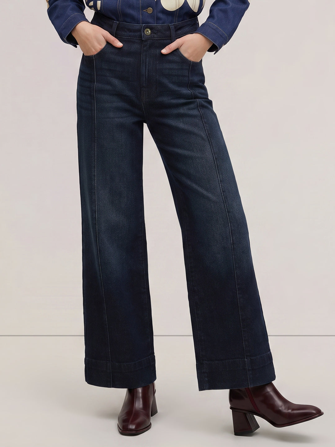 Dark Blue Wide Leg Jeans