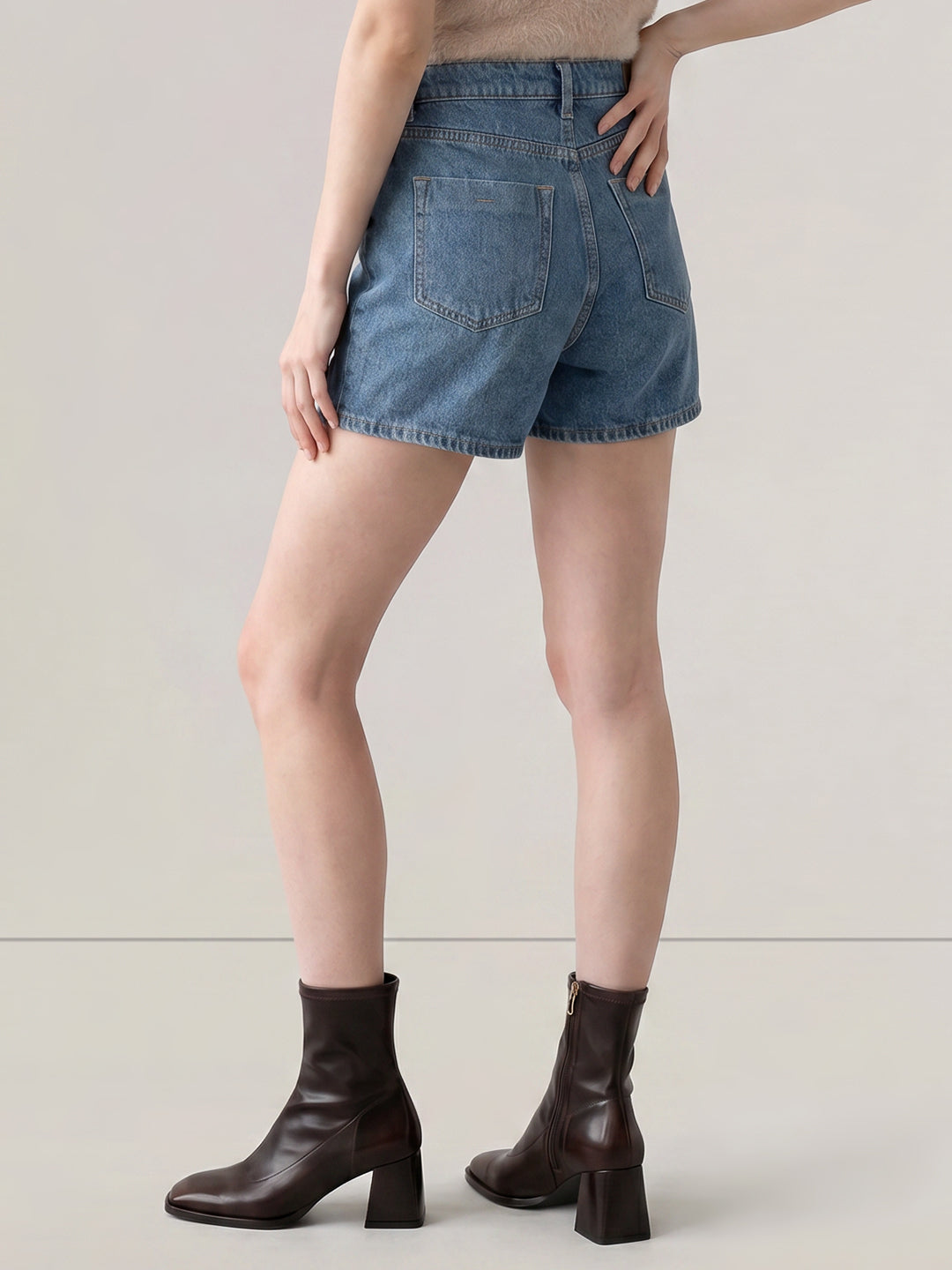 Blue High Rise Denim Skort