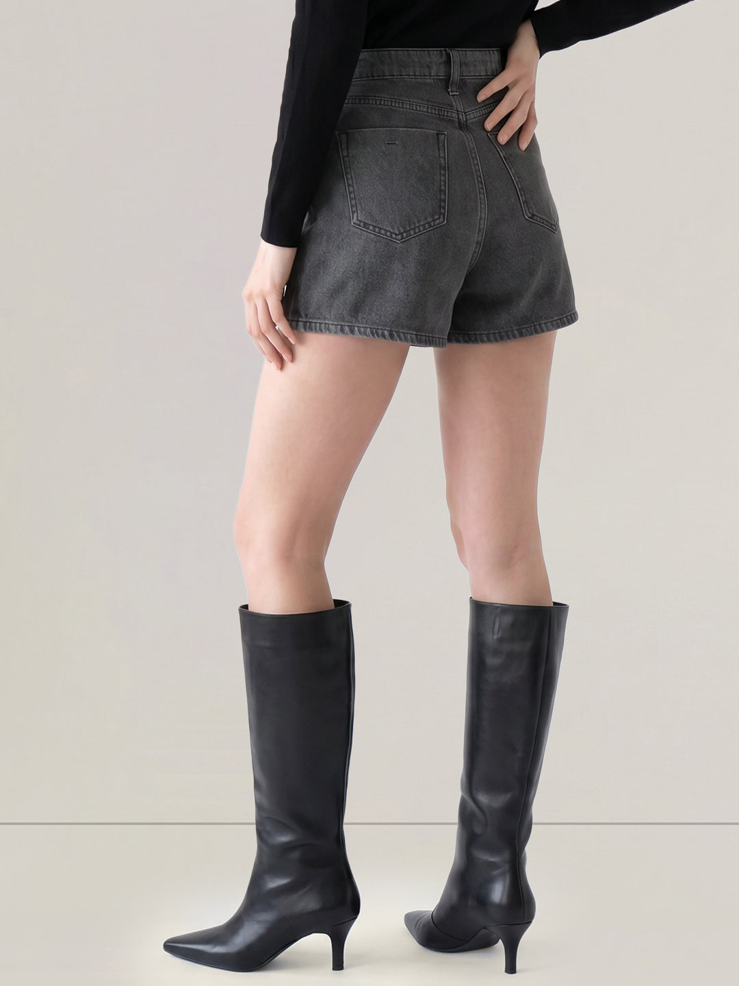 Grey Denim Skorts