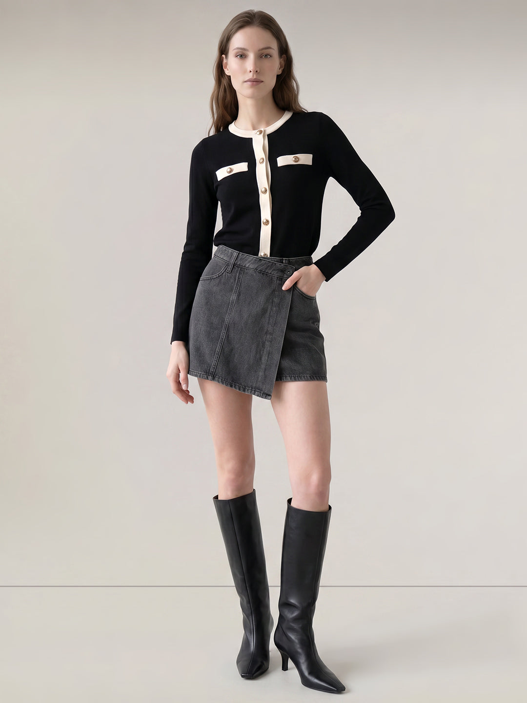 Grey Denim Skorts