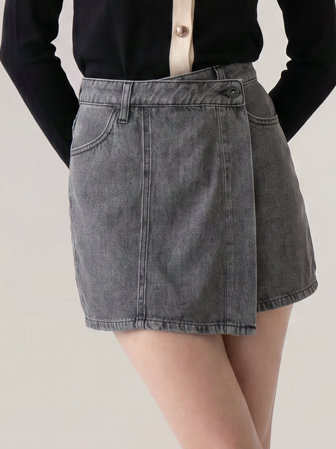 Grey Denim Skorts