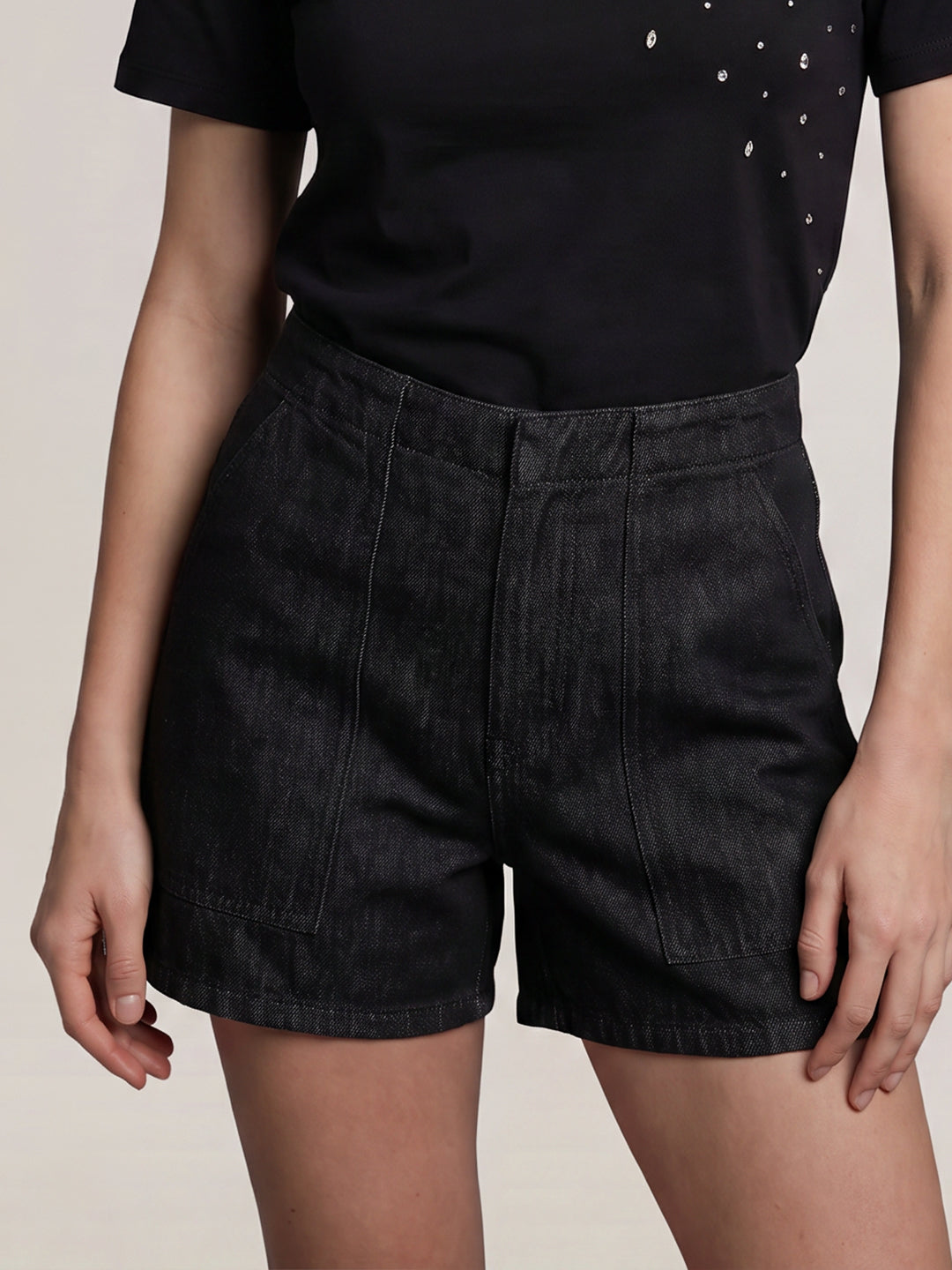 Black High Rise Bermuda Shorts