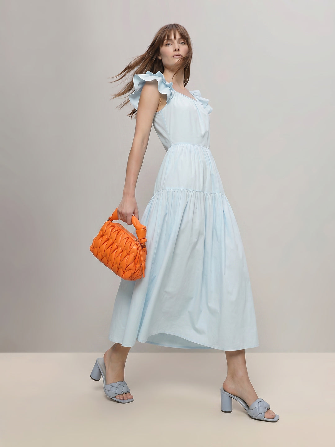 Blue Tiered Fit & Flare Dress