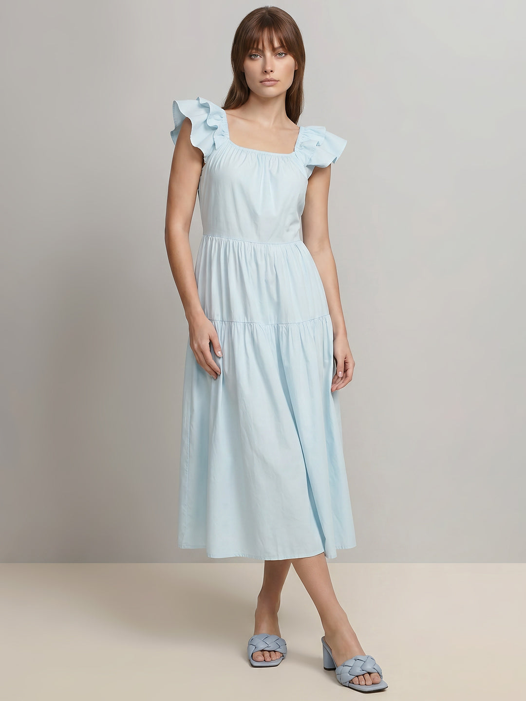 Blue Tiered Fit & Flare Dress