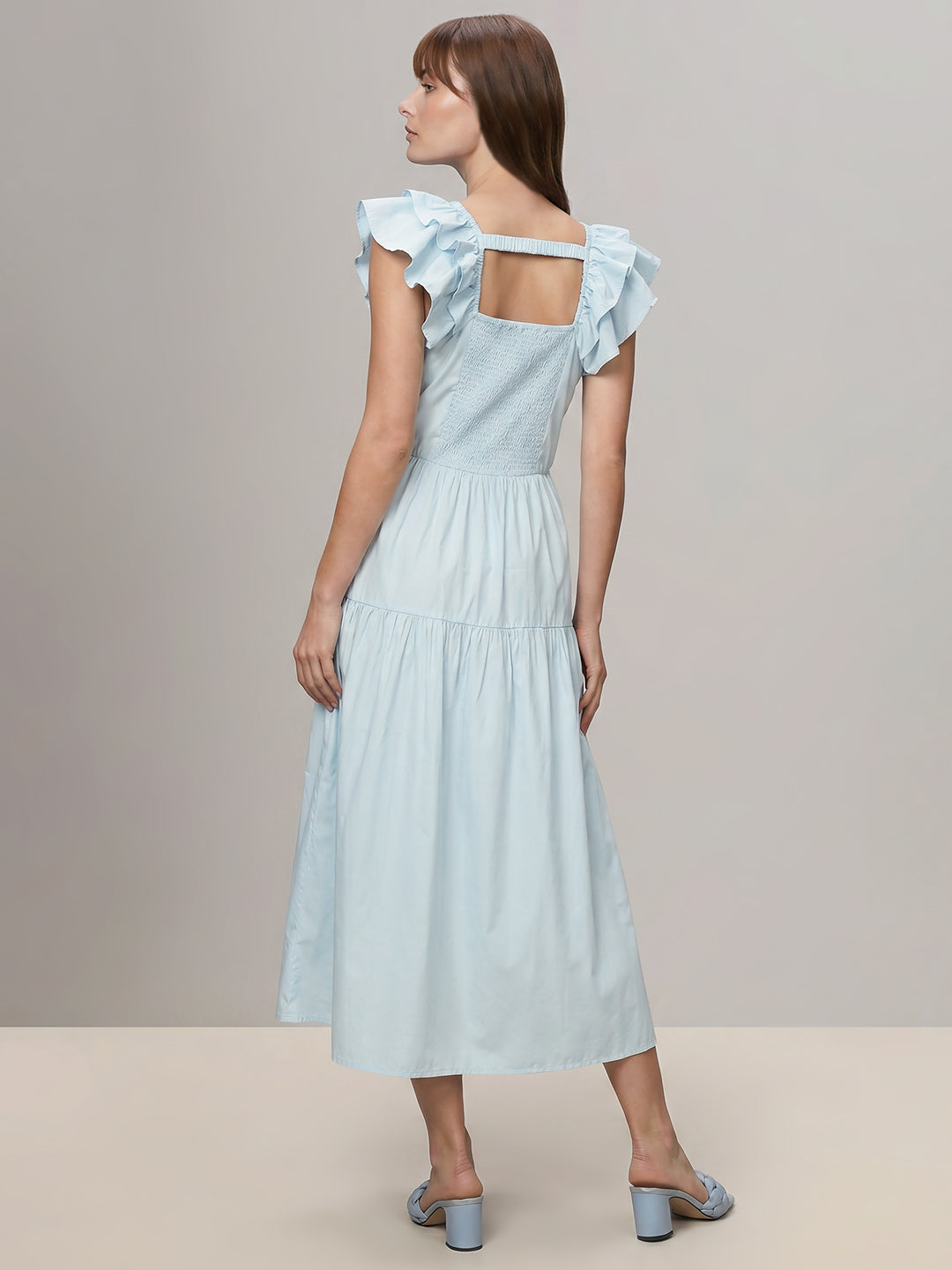 Blue Tiered Fit & Flare Dress