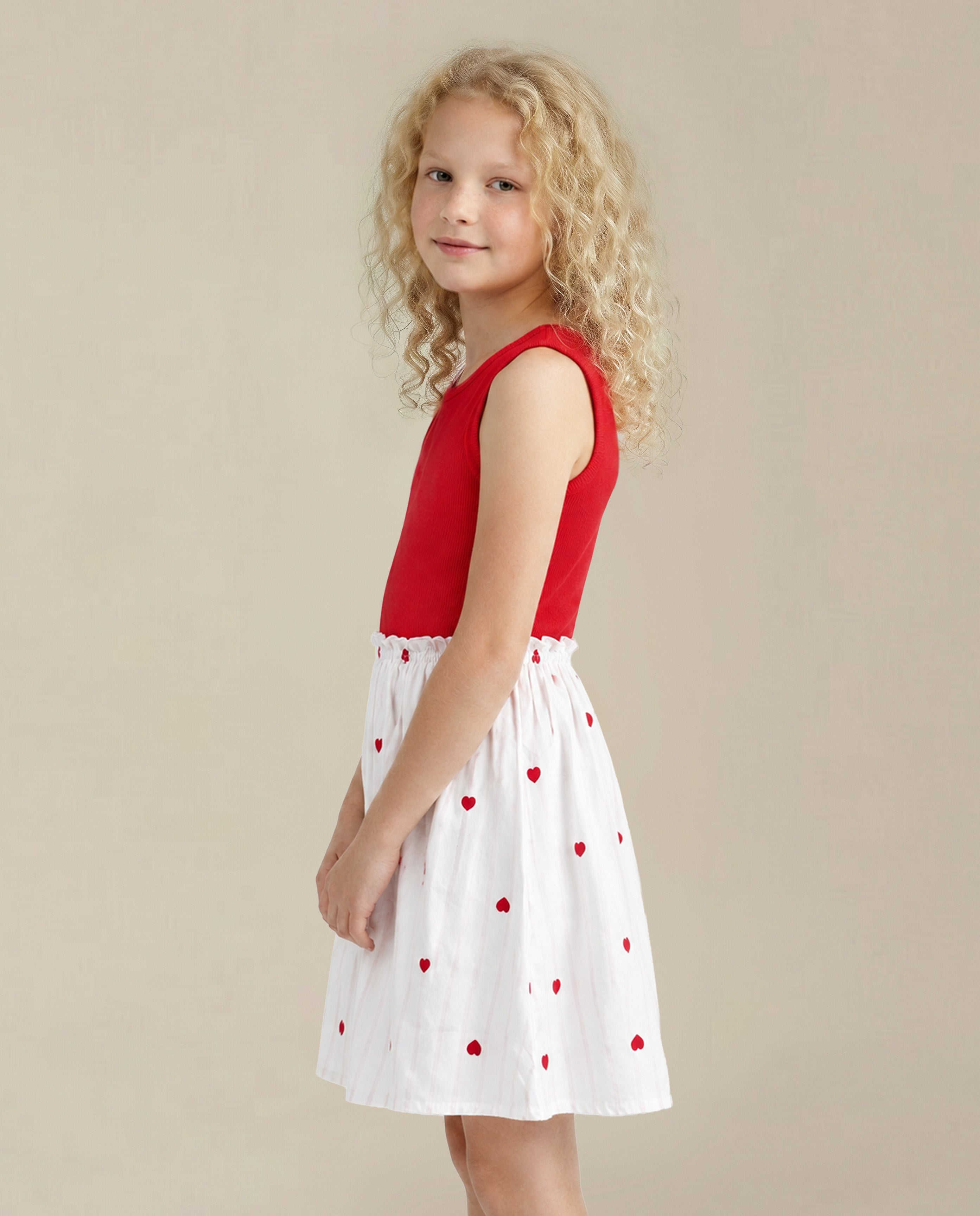 GIRLS Heart Print Fit & Flare Dress