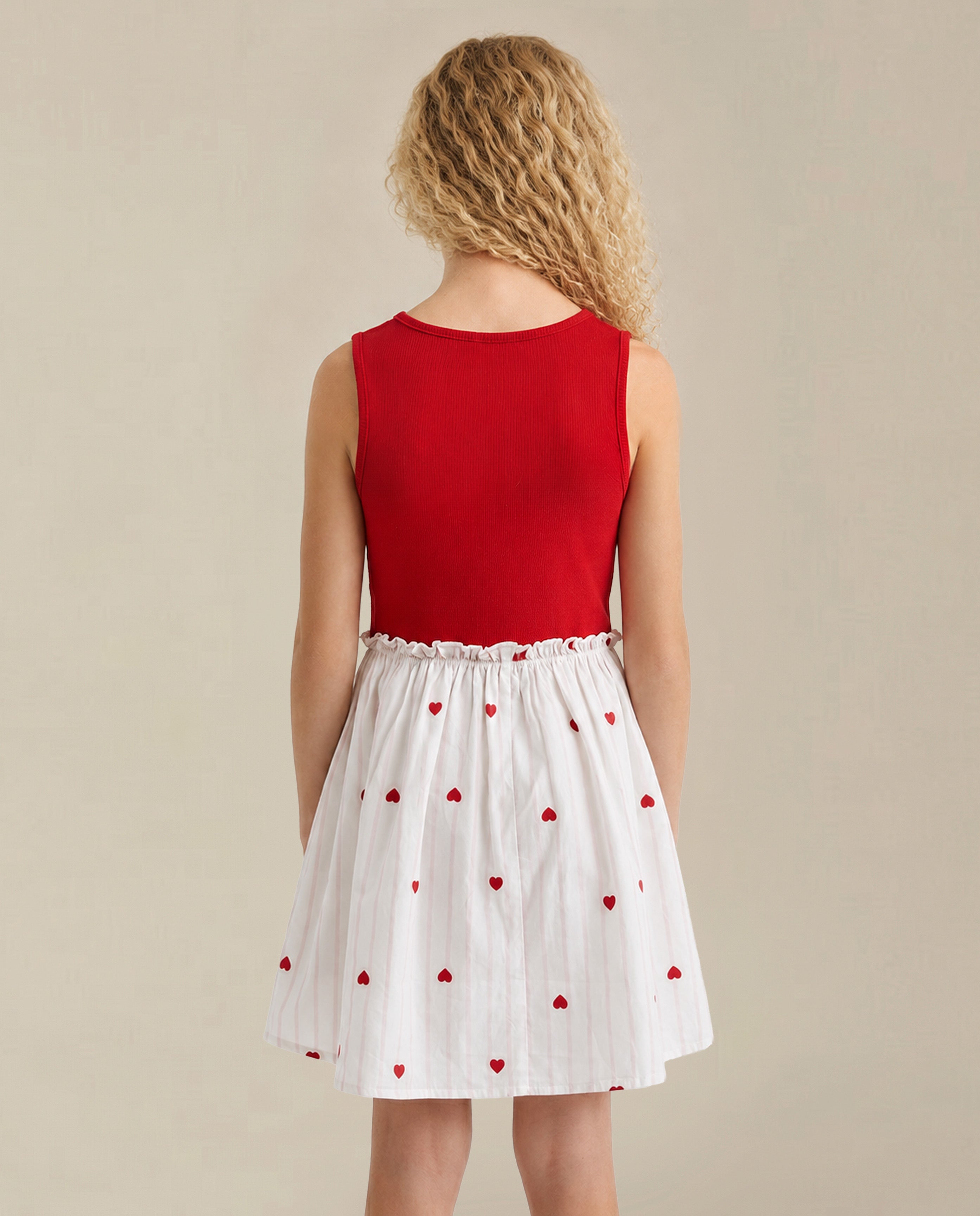 GIRLS Heart Print Fit & Flare Dress