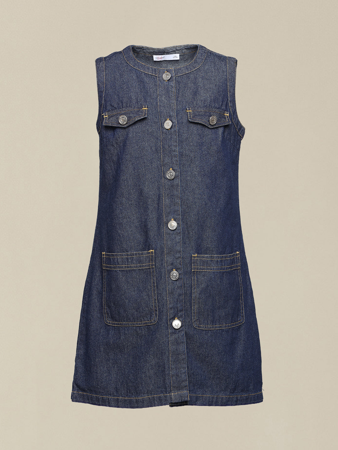 GIRLS Dark Blue Denim Sleeveless Utility Dress