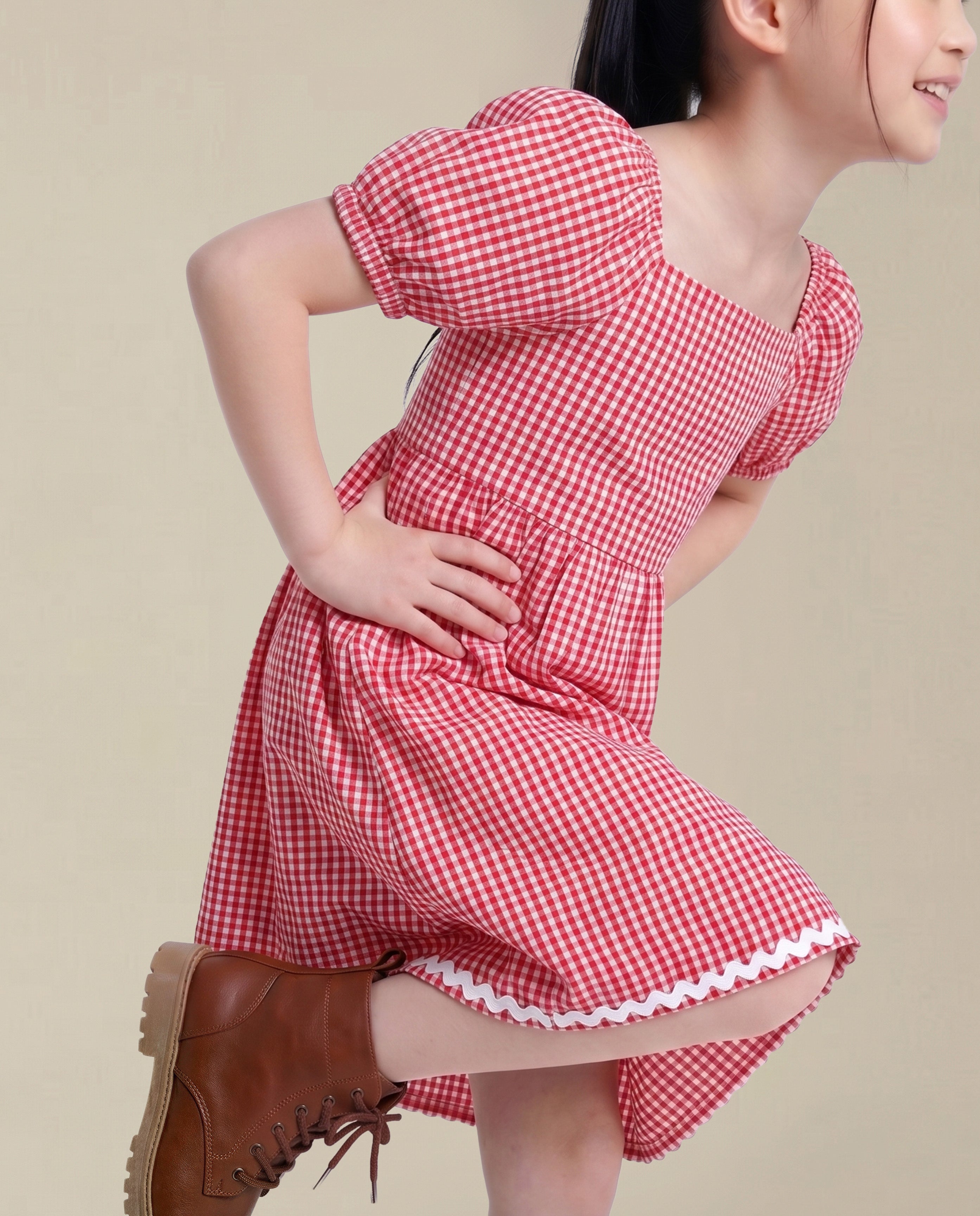 GIRLS Red Gingham Check Dress