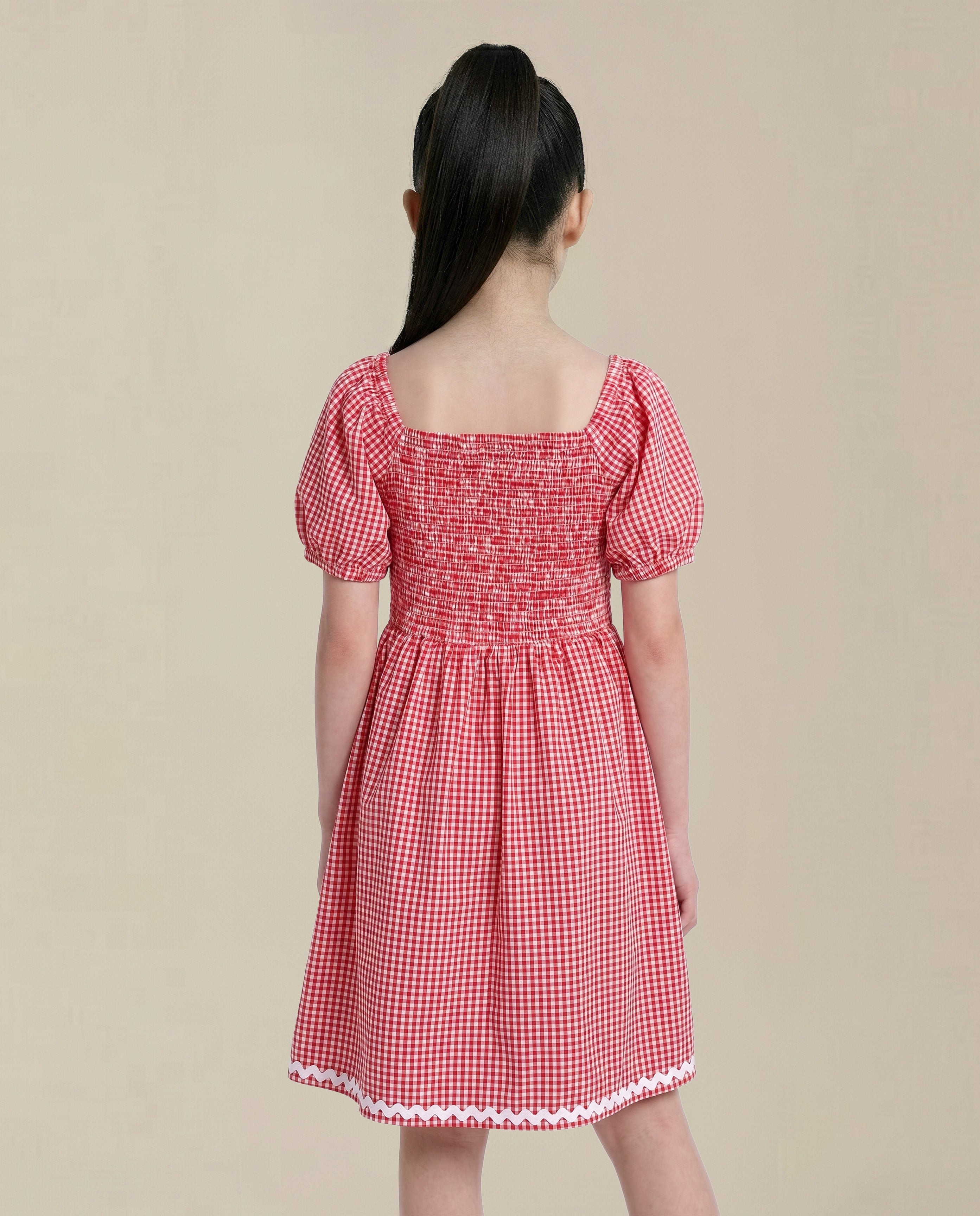 GIRLS Red Gingham Check Dress