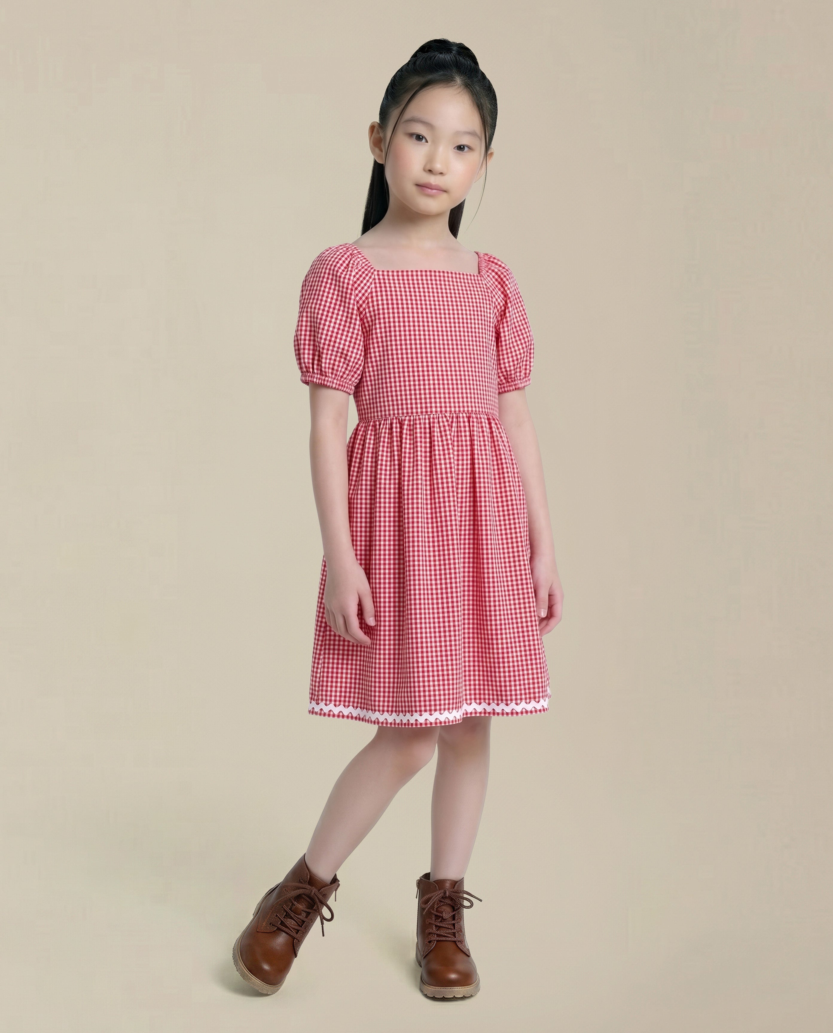 GIRLS Red Gingham Check Dress
