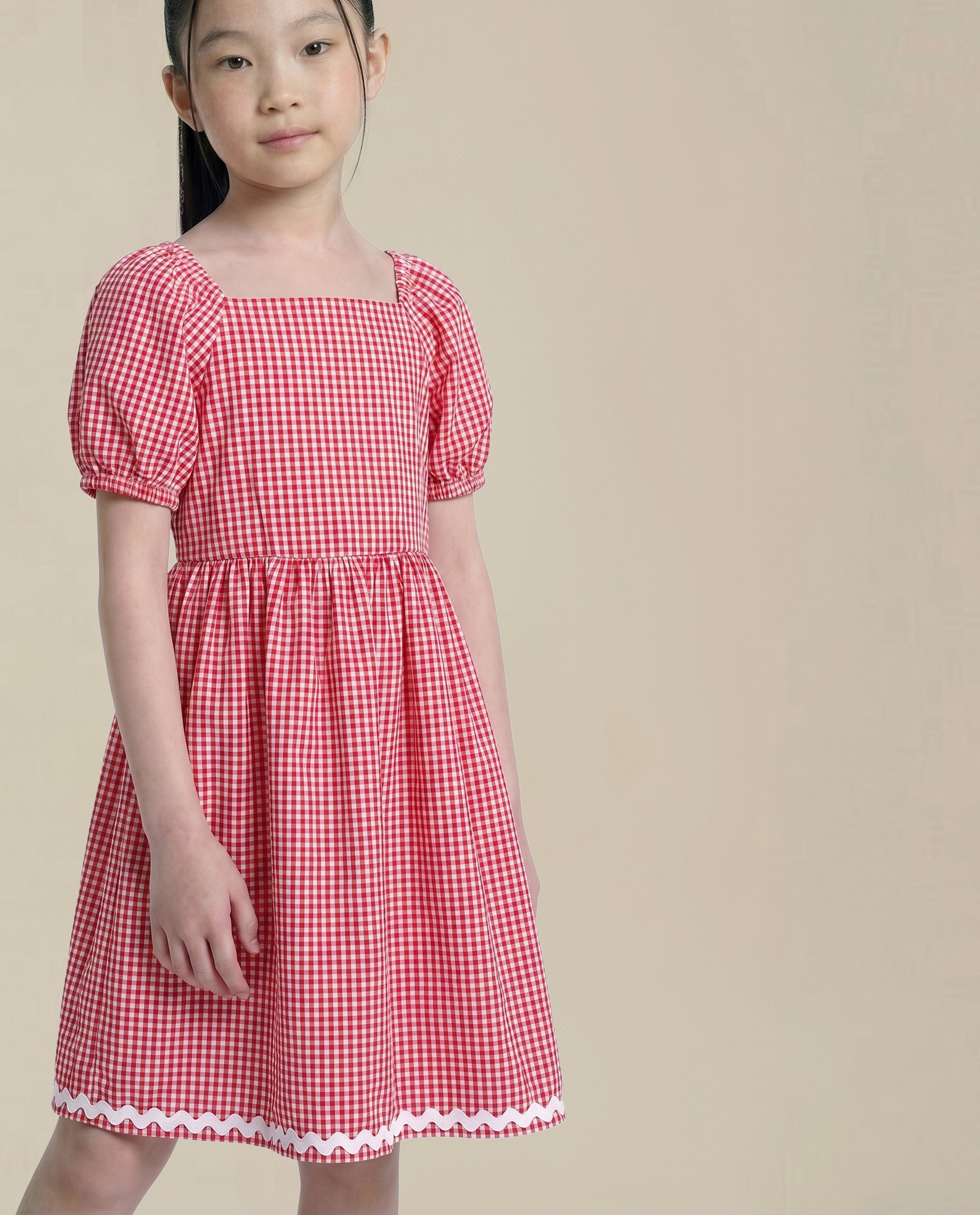 GIRLS Red Gingham Check Dress