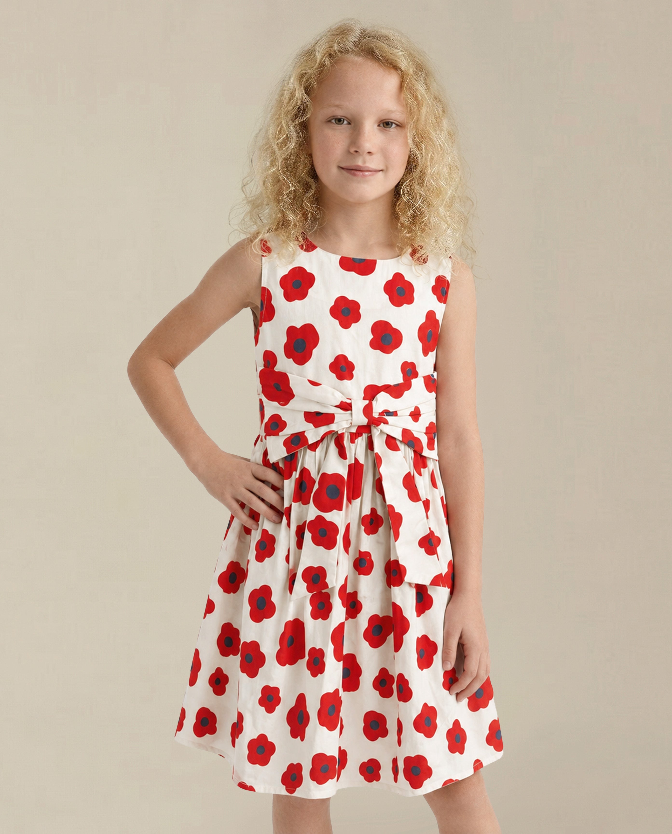 GIRLS Floral Print Bow Detail Dress