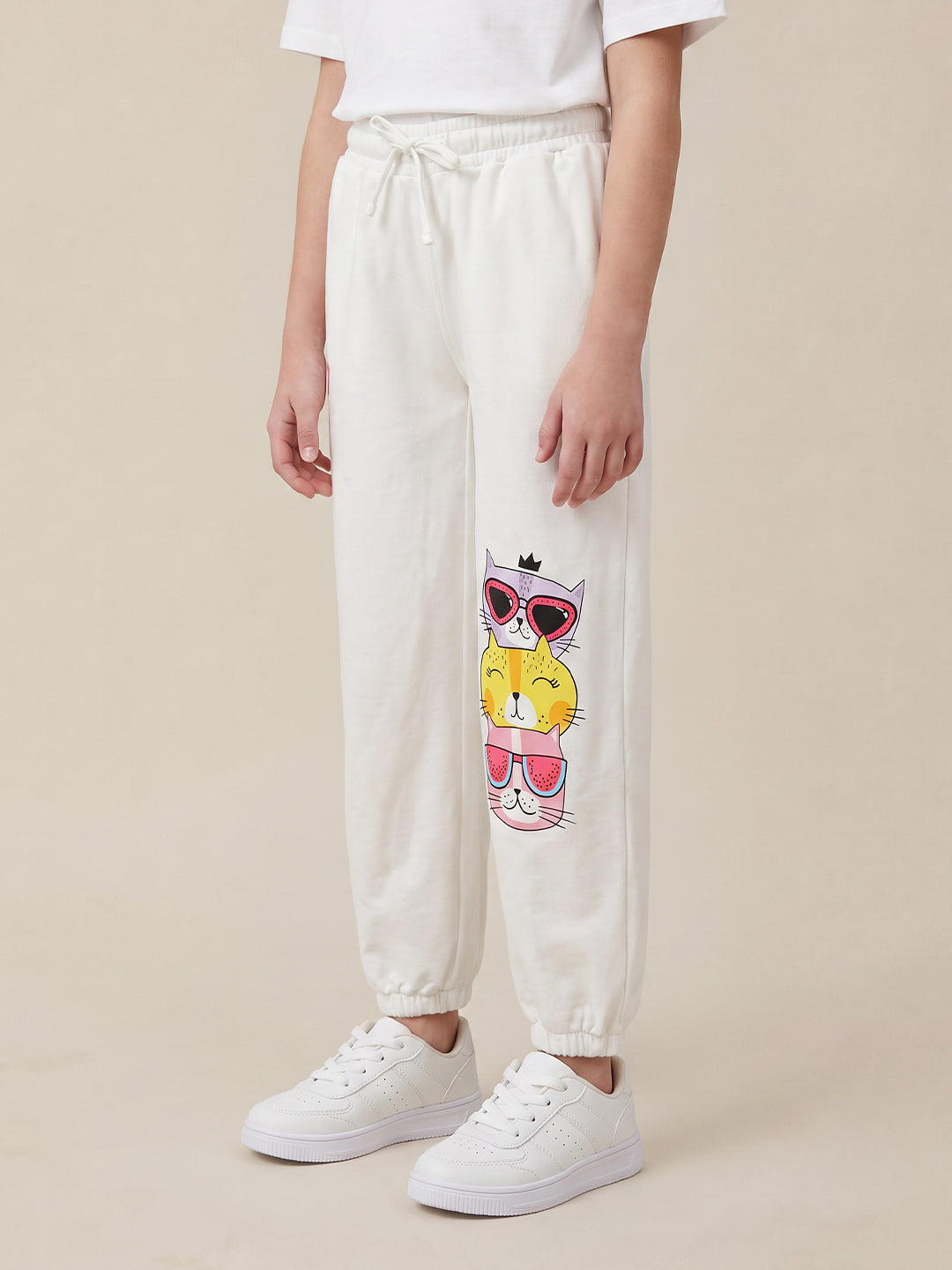 GIRLS White Printed Sweatpants