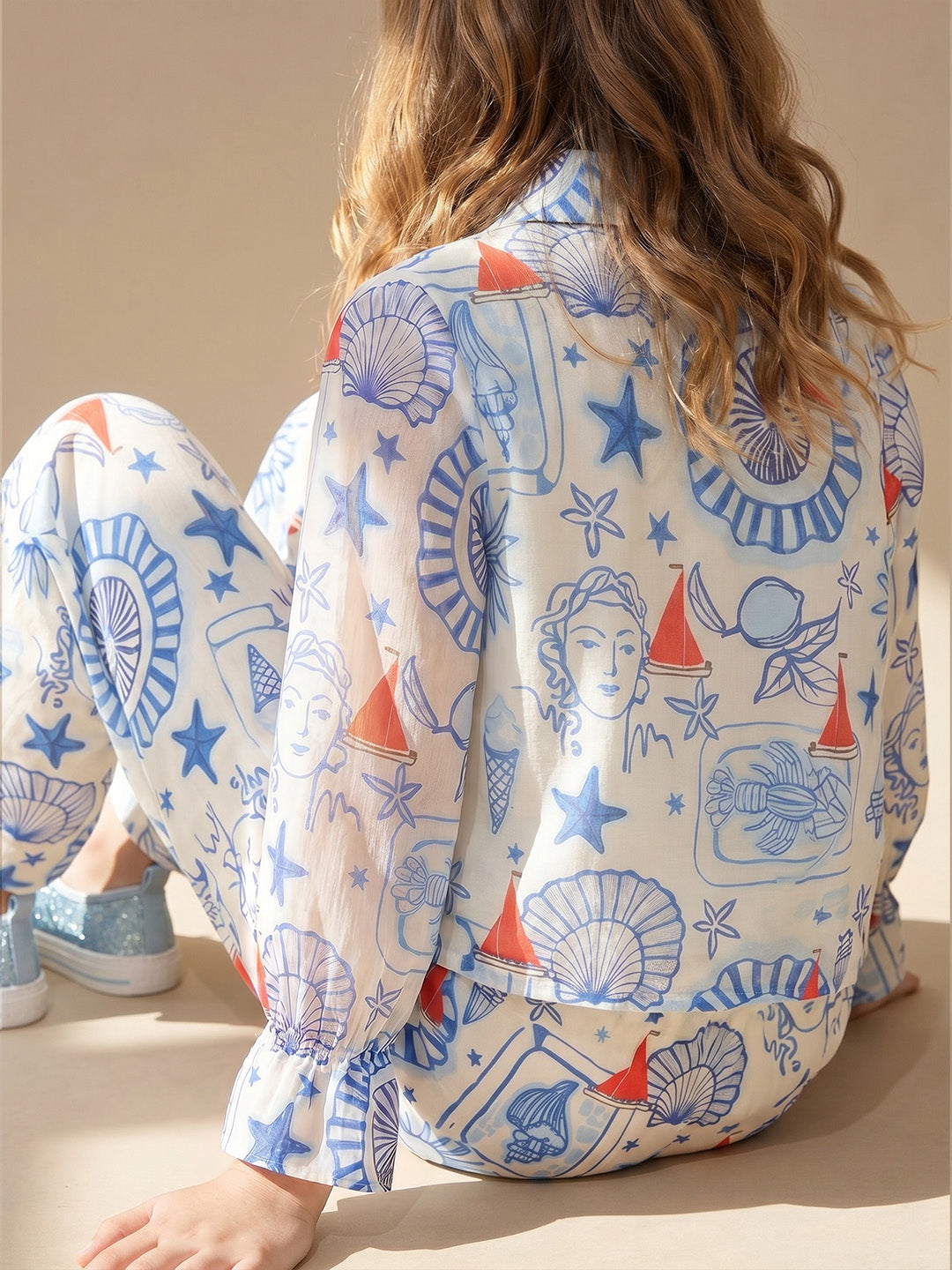 GIRLS Blue Printed Shirt