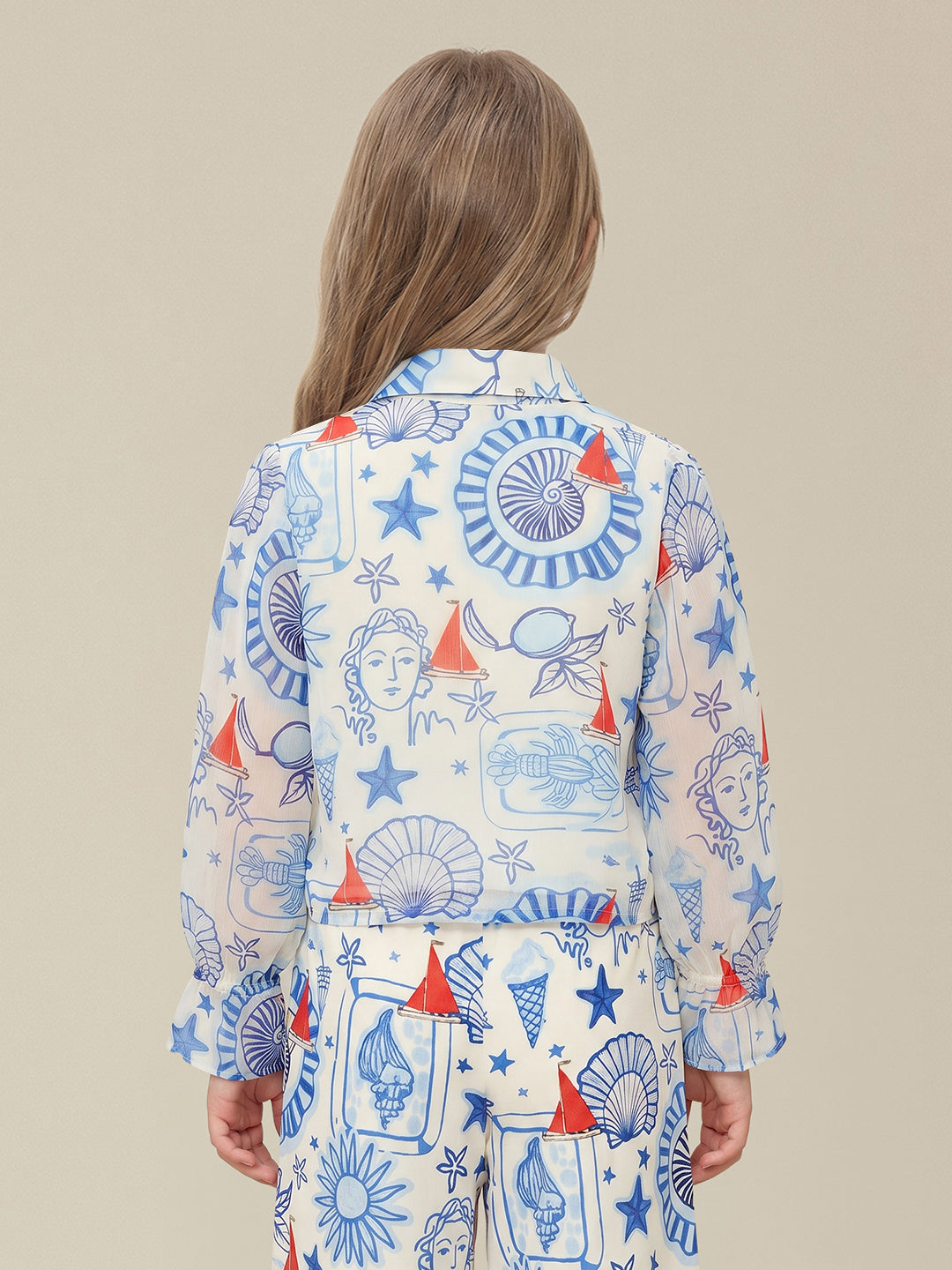 GIRLS Blue Printed Shirt