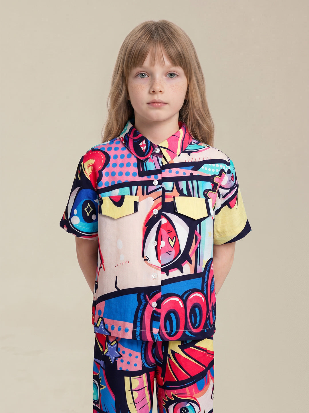 GIRLS Multi-Colour Printed Shirt