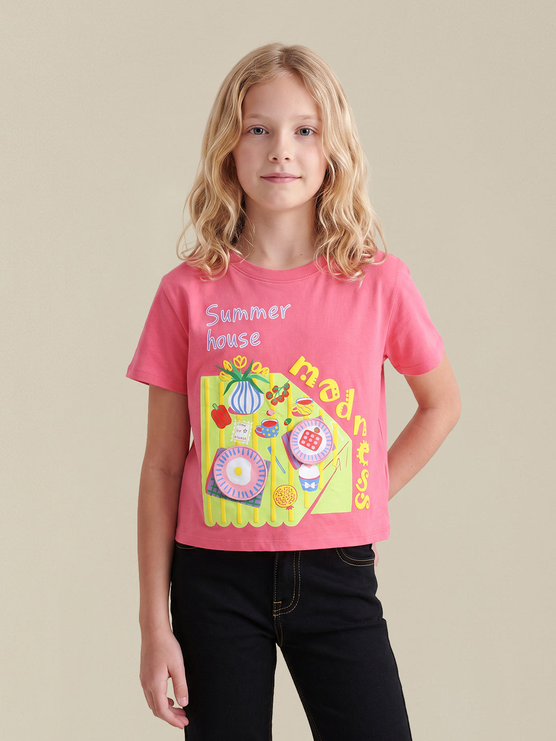 GIRLS Pink Printed T-shirt