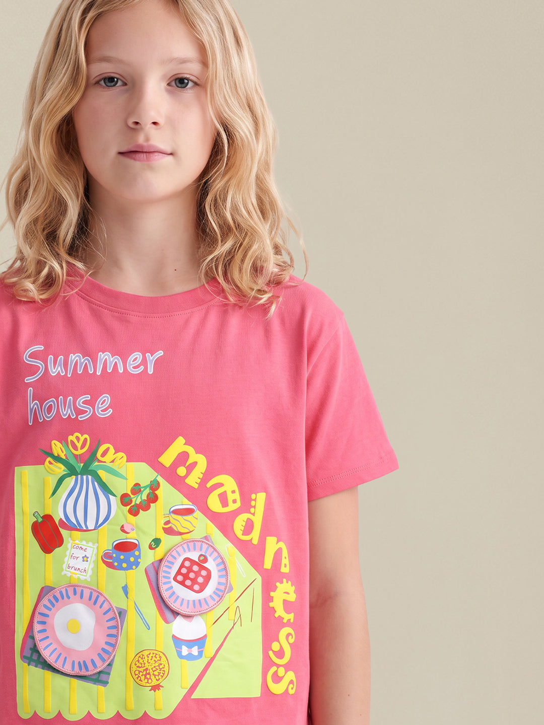 GIRLS Pink Printed T-shirt