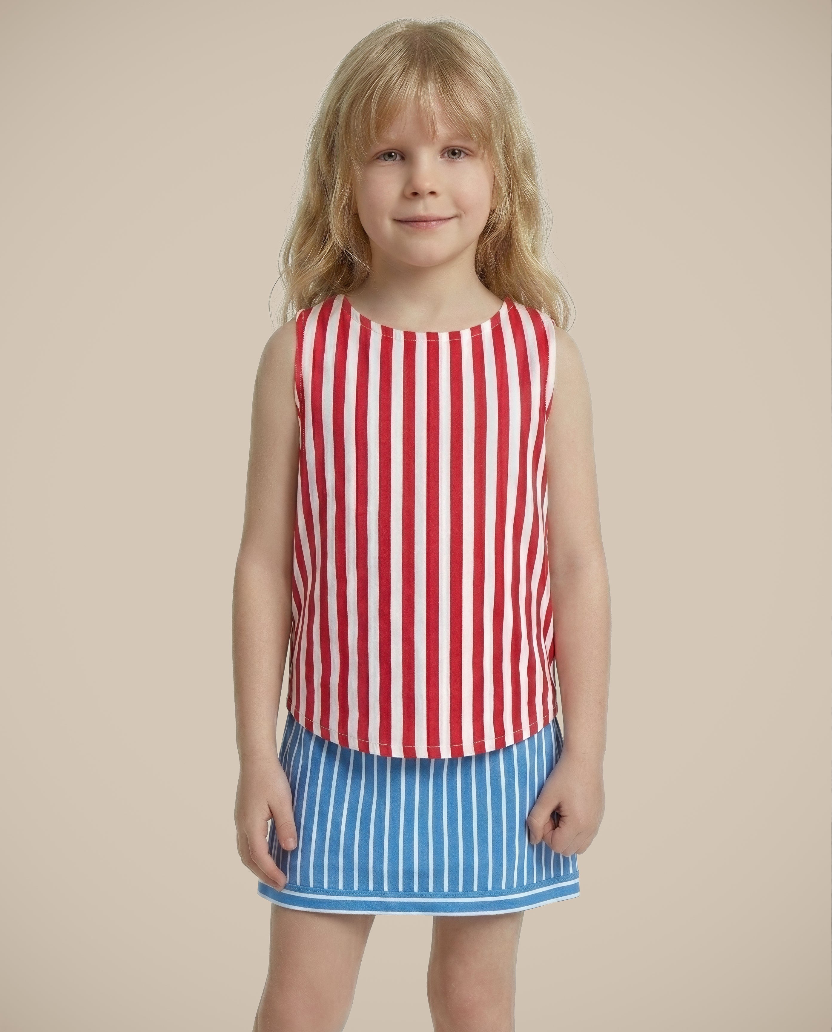 GIRLS Red Striped Cotton Top