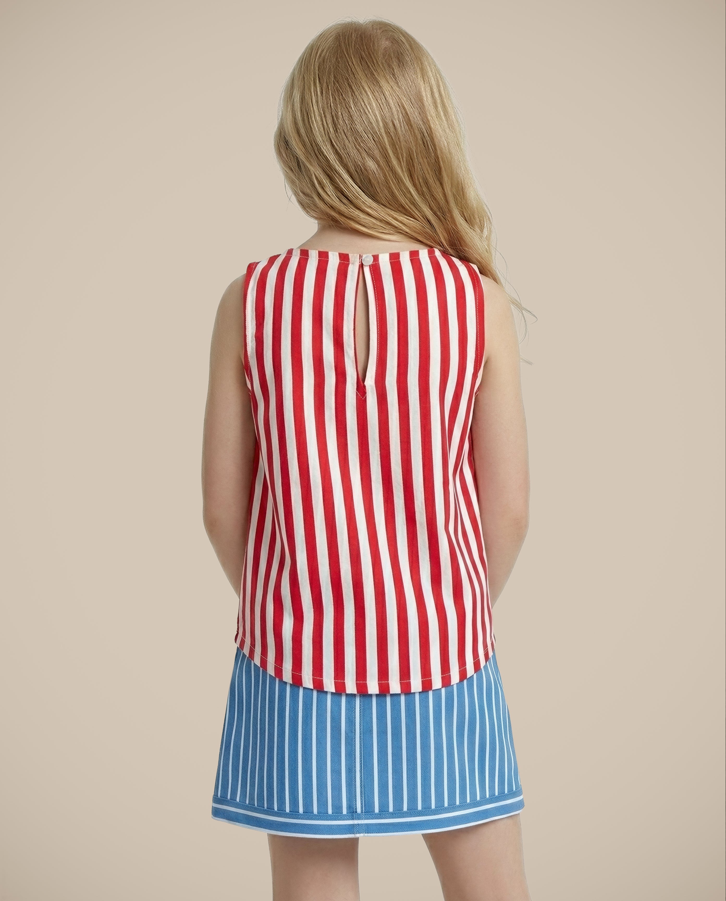 GIRLS Red Striped Cotton Top