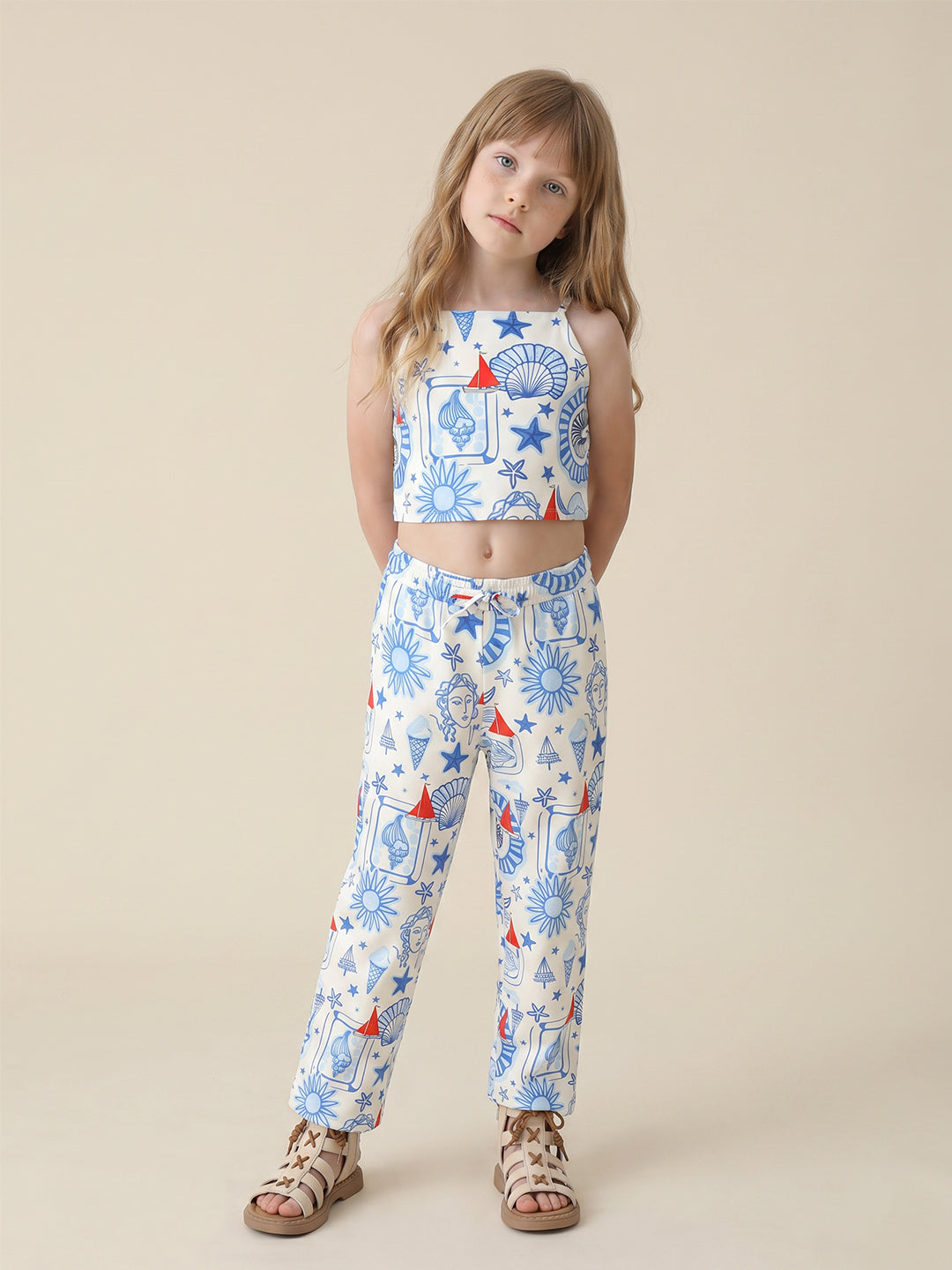GIRLS White Printed Cotton Top