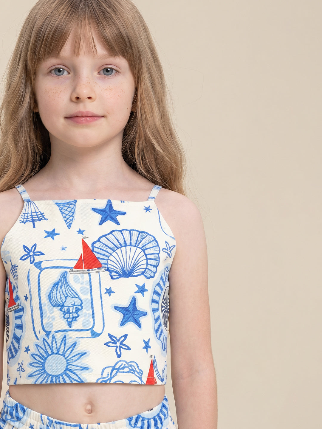 GIRLS White Printed Cotton Top