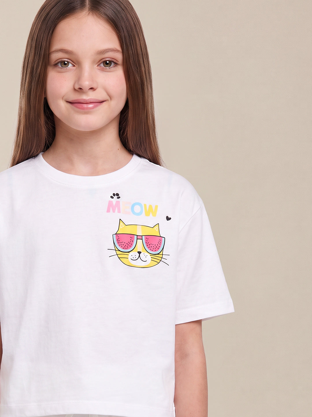 GIRLS White Printed Top