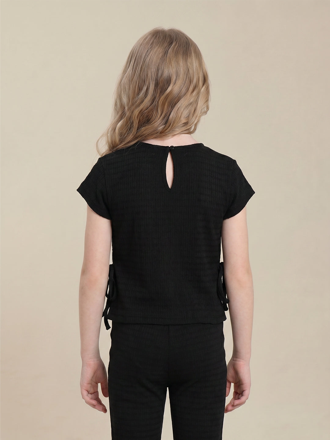 GIRLS Black Textured Top