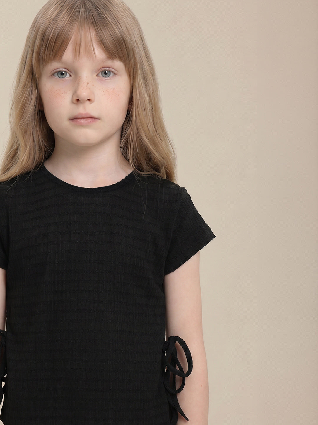 GIRLS Black Textured Top