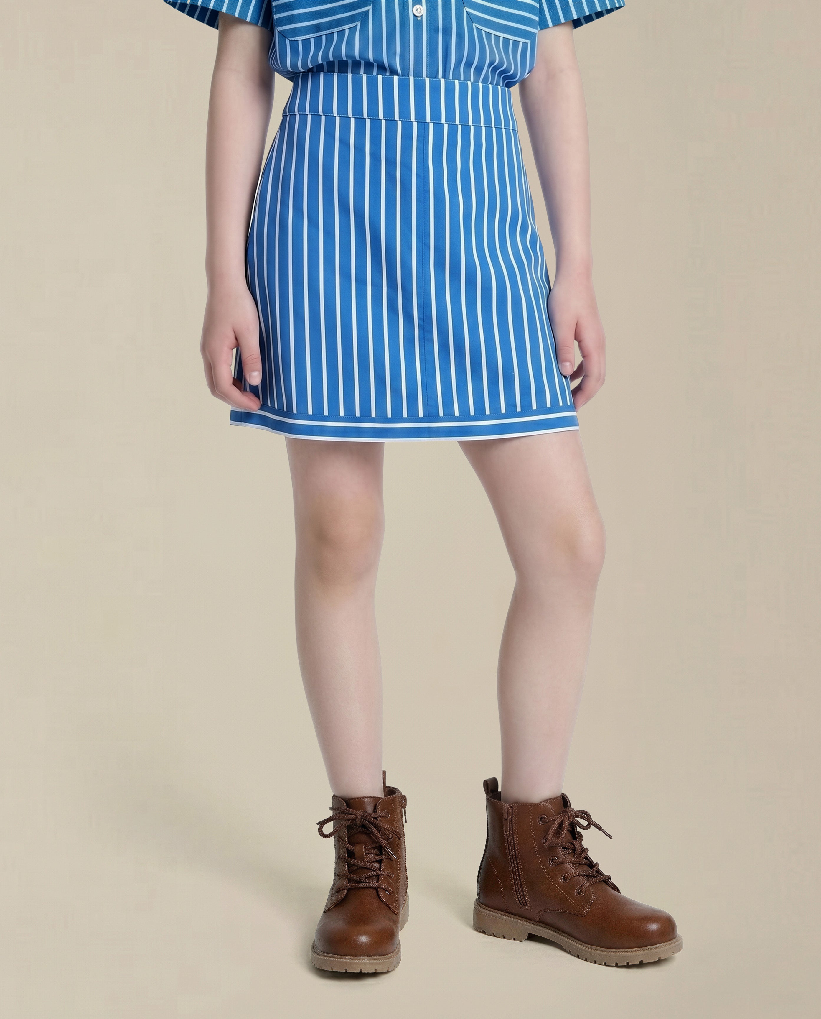 GIRLS Blue Striped Skirt