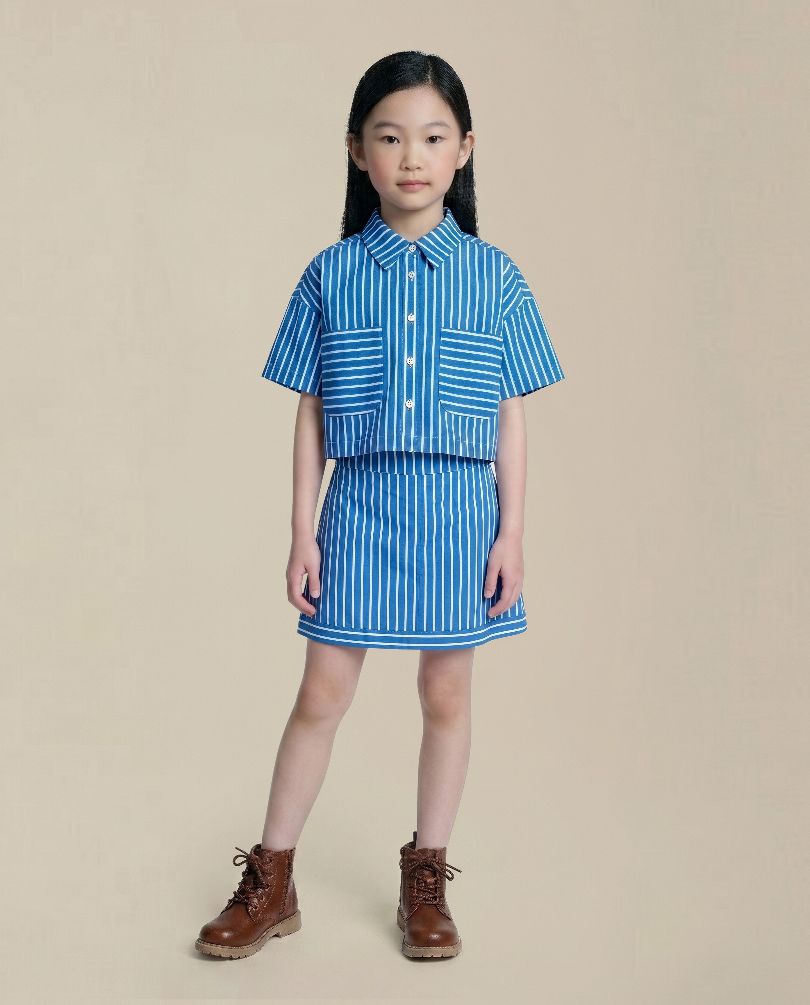 GIRLS Blue Striped Skirt