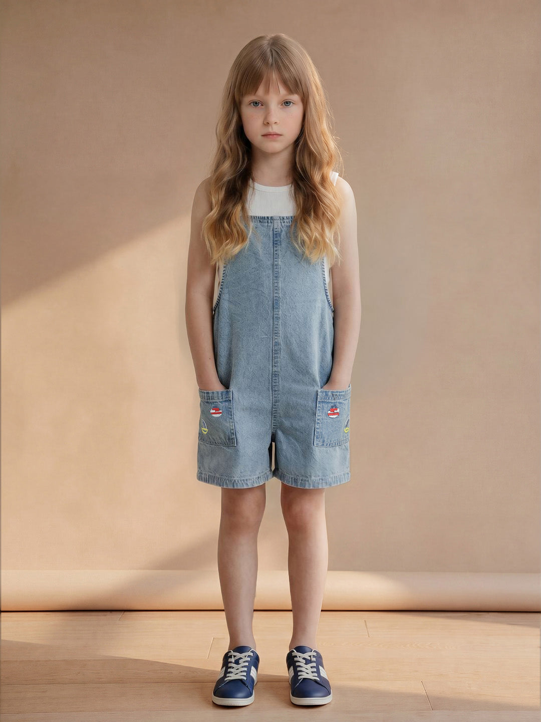 GIRLS Blue Denim Playsuit