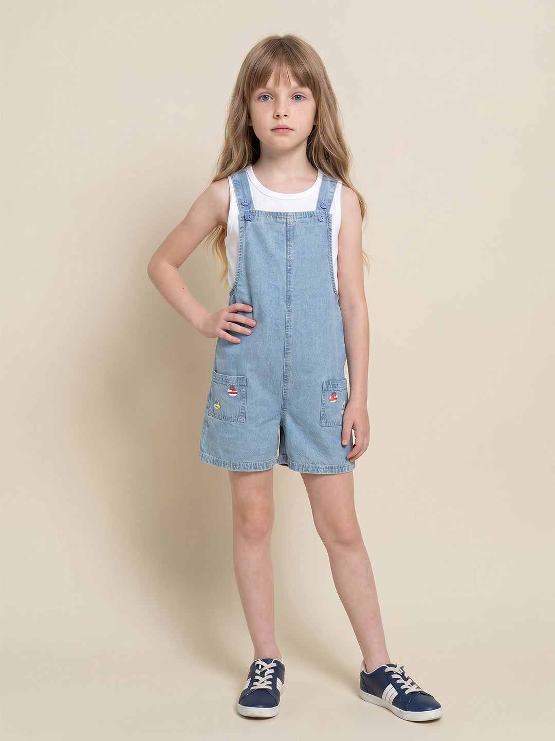 GIRLS Blue Denim Playsuit