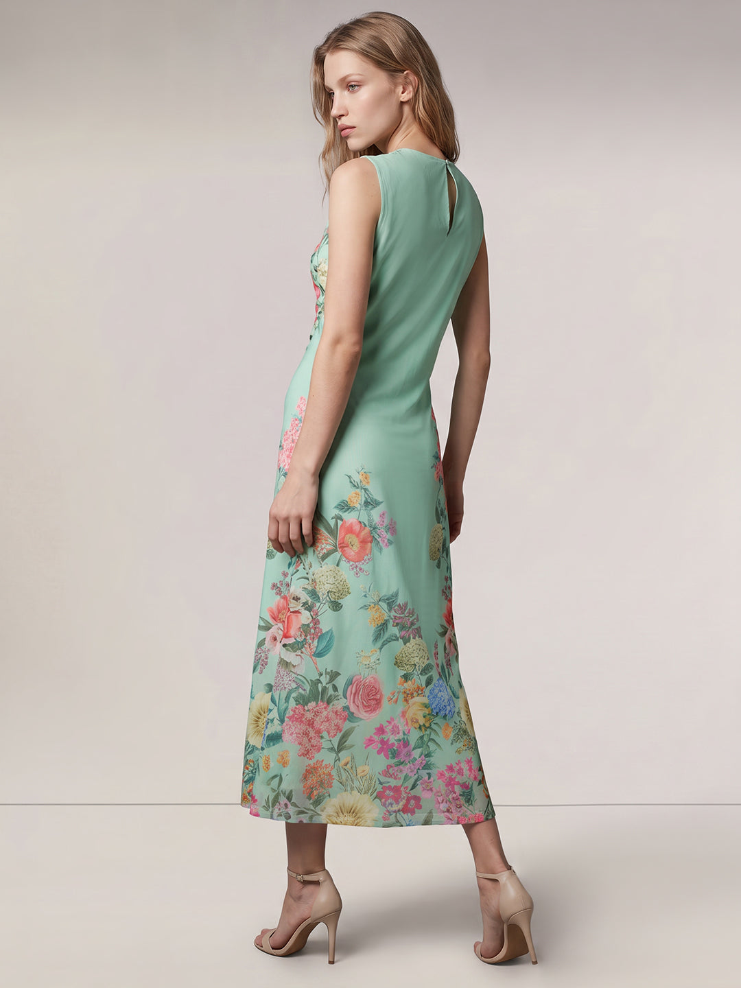 Green Floral Midi Dress