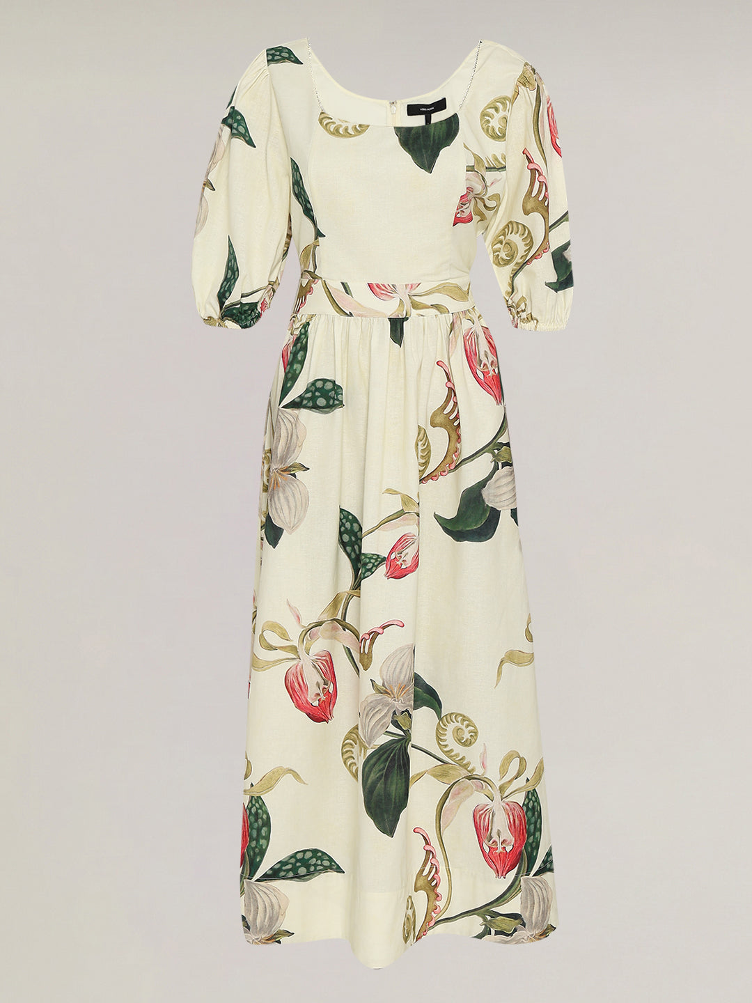 Ecru Floral Print Midaxi Dress