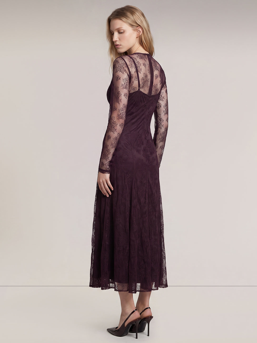 Lace Overlay Midaxi Dress